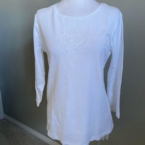 Coldwater Creek White Fitted 3/4 Sleeve Blouse